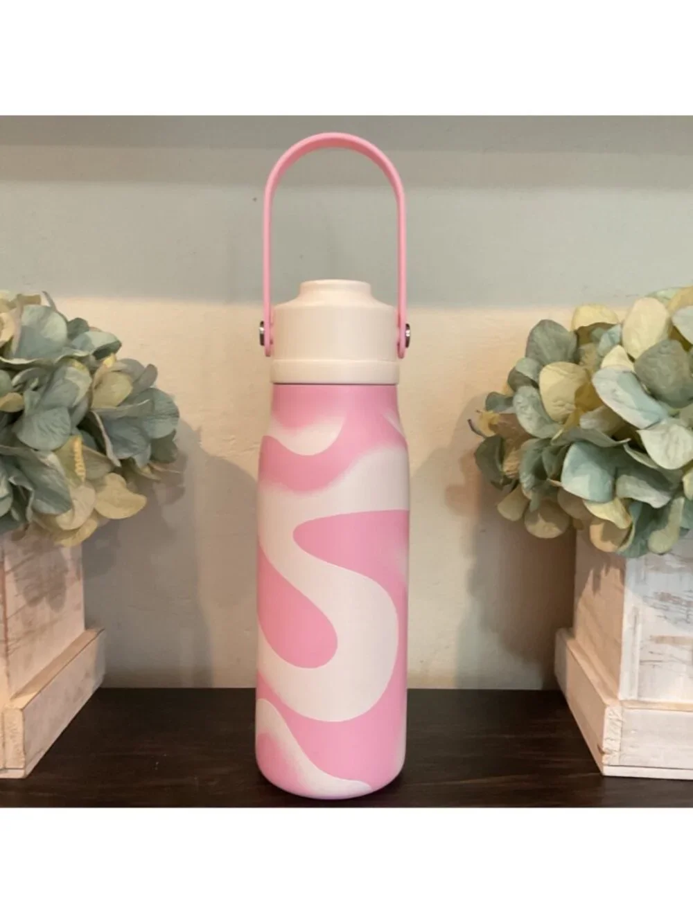 Starbucks Pink Swirl Stainless Steel Water Bottle 18oz With Handle BPA-Free Limi